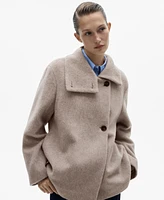 Mango Women's High Neck Wool Coat