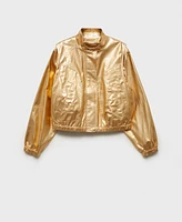 Mango Women's Metallic Denim Bomber Jacket