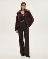Mango Women's Suede-Effect Shearling Collar Jacket
