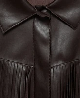 Mango Women's Leather-Effect Fringed Overshirt