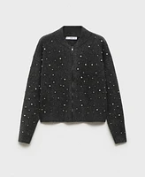 Mango Women's Cultivated Pearl Details Knitted Jacket