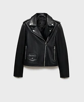 Mango Women's Leather Biker Jacket