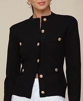 Avec Les Filles Women's Button-Front Rib-Knit Cardigan