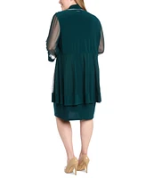 R & M Richards Plus Rhinestone-Trim Jacket Sheath Dress