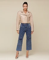 Avec Les Filles Women's High-Rise Straight-Leg Cargo Jeans