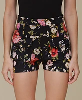 Avec Les Filles Women's Cotton Printed Cargo-Pocket Shorts