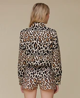 Avec Les Filles Women's Cotton Cropped Printed Jacket