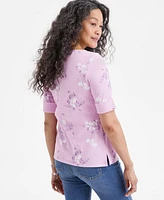 Style & Co Women's Printed Elbow-Sleeve Knit Top, Exclusively at Macy's