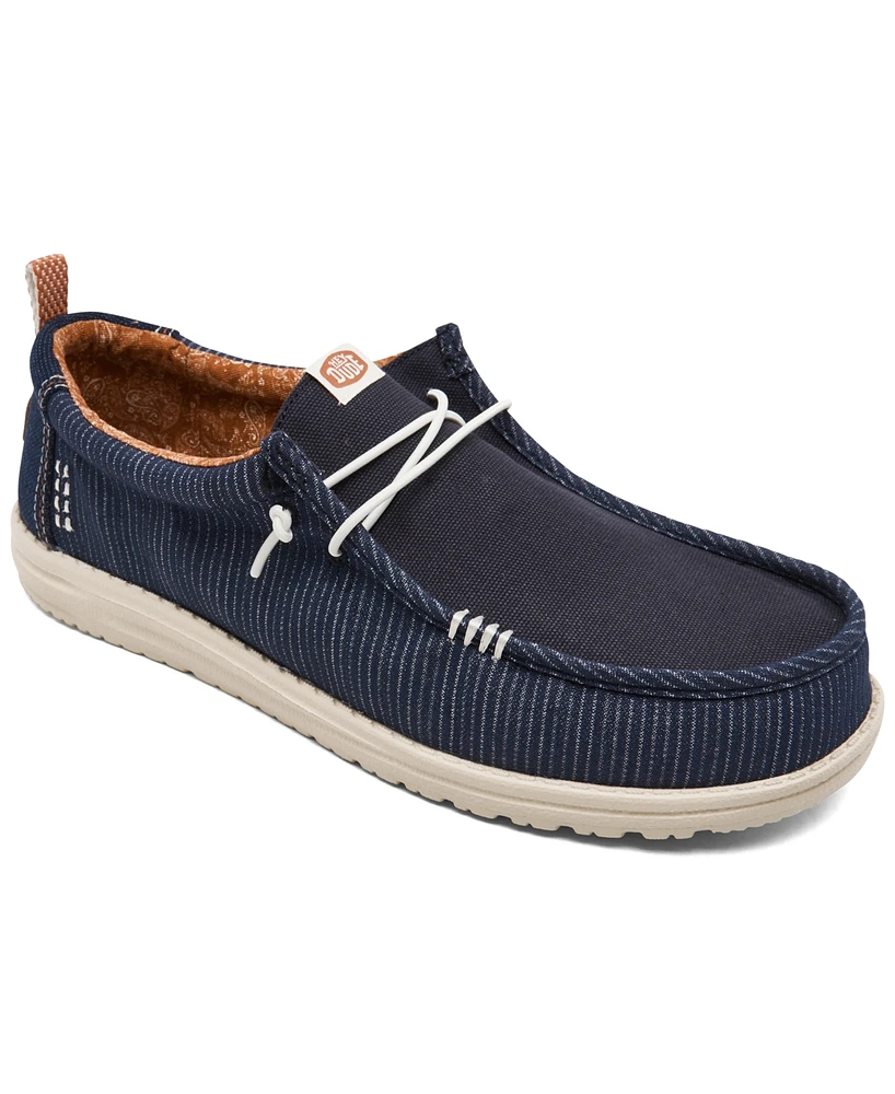 Hey Dude Men's Wally Hickory Denim Slip-On Casual Moccasin Sneakers from Finish Line