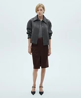 Mango Women's Leather-Effect Pencil Skirt