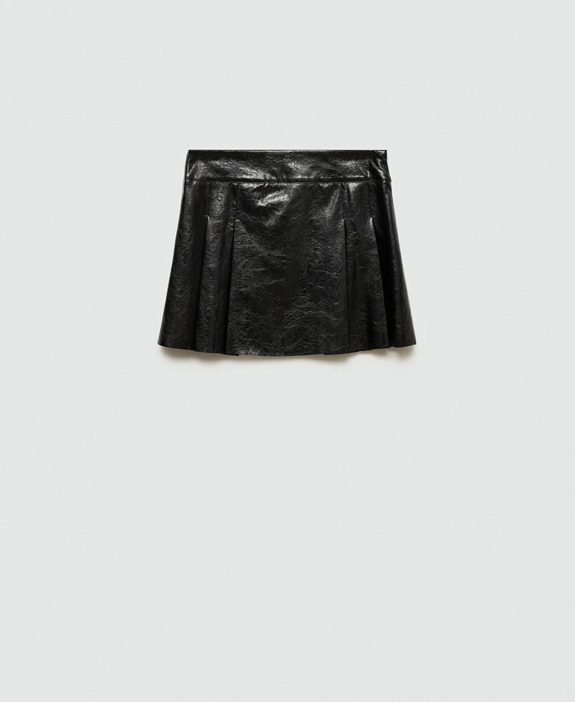 Mango Women's Leather-Effect Pleated Miniskirt