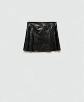 Mango Women's Leather-Effect Pleated Miniskirt