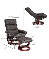 Homcom Pu Leather Massage Recliner with Ottoman and Remote,