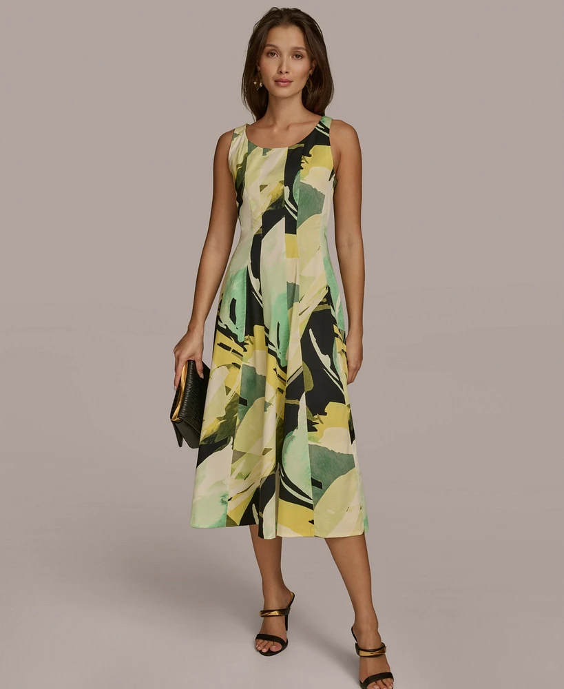 Donna Karan New York Women's Abstract-Print Midi Dress