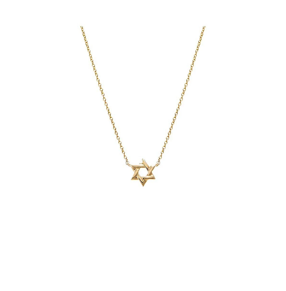 Mini Solid Star Of David Necklace 14K