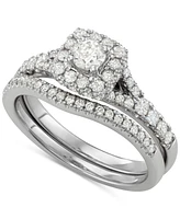 Diamond Squared Halo Bridal Set Ring (1 ct. t.w.) in 14k White Gold