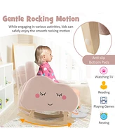 Gouun Upholstered Toddler Rocker with Solid Wood Legs and Non-slip Foot Pads