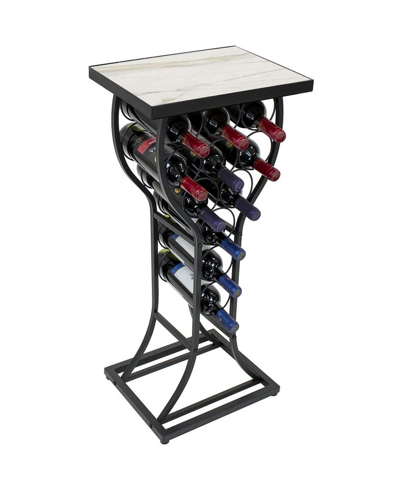 Sorbus Wine Rack Table - Stylish Storage for 11 Bottles with Faux Marble Top & Conversation-Starting Design (Marble White)