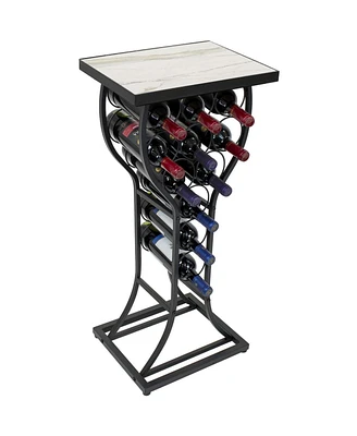 Sorbus Wine Rack Table - Stylish Storage for 11 Bottles with Faux Marble Top & Conversation-Starting Design (Marble White)