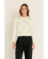 English Factory Women's Silver Heart Knit