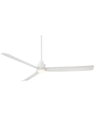 60" Sailplane Modern Industrial Indoor Outdoor Ceiling Fan 3 Blade Led Light Remote Control Matte White Finish Blades Bedroom Patio Living Room Kitche