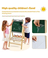 Gouun Kids Art Easel with Paper Roll Double Sided Chalkboard and Whiteboard