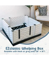 Ezwhelp EZclassic 38"x38" Puppy Dog Whelping Box Playpen w/Rails & Liner, Black