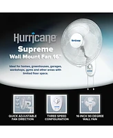 Hurricane Supreme Inch 90 Degree Oscillating 3 Speed Wall Mounted Fan