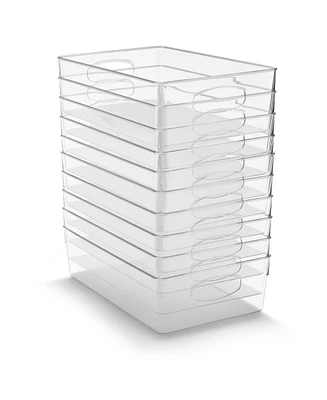 Sorbus 10 Pack Clear Plastic Storage Bins with Handle