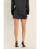 endless rose Women's Satin Cargo Mini Skirt