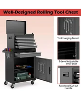 5-Drawer Rolling Tool Chest Cabinet Metal Storage Box Lockable with Wheels