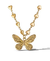 Jessica Simpson Heart Chain Butterfly Pendant Necklace