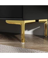 Homsee Black 6-Drawers Classic Wooden Cabinet with Golden Legs and Handles