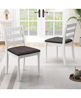 Gouun Set of 2 Rubber Wood Dining Chairs with Upholstered Seat