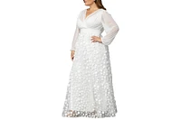 Kiyonna Plus Enchanted Garden Long Sleeve Wedding Gown