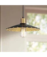 Possini Euro Design Piaza 12 1/4" Mid Century Modern Pendant Ceiling Light Fixture Dining Room Over Table Kitchen Island Foyer Hanging Flower Black Go