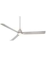 Casa Vieja 60" Sailplane Modern Industrial Indoor Outdoor Ceiling Fan 3 Blade Led Light Remote Control Silver Finish Blades Bedroom Patio Living Room