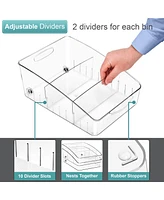 Sorbus 2 Large Clear Organizing Bin on Wheels with Dividers