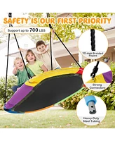 Costway 60" Saucer Swing with Led Lights 700 Lbs Platform Tree Swing with Adjustable Ropes