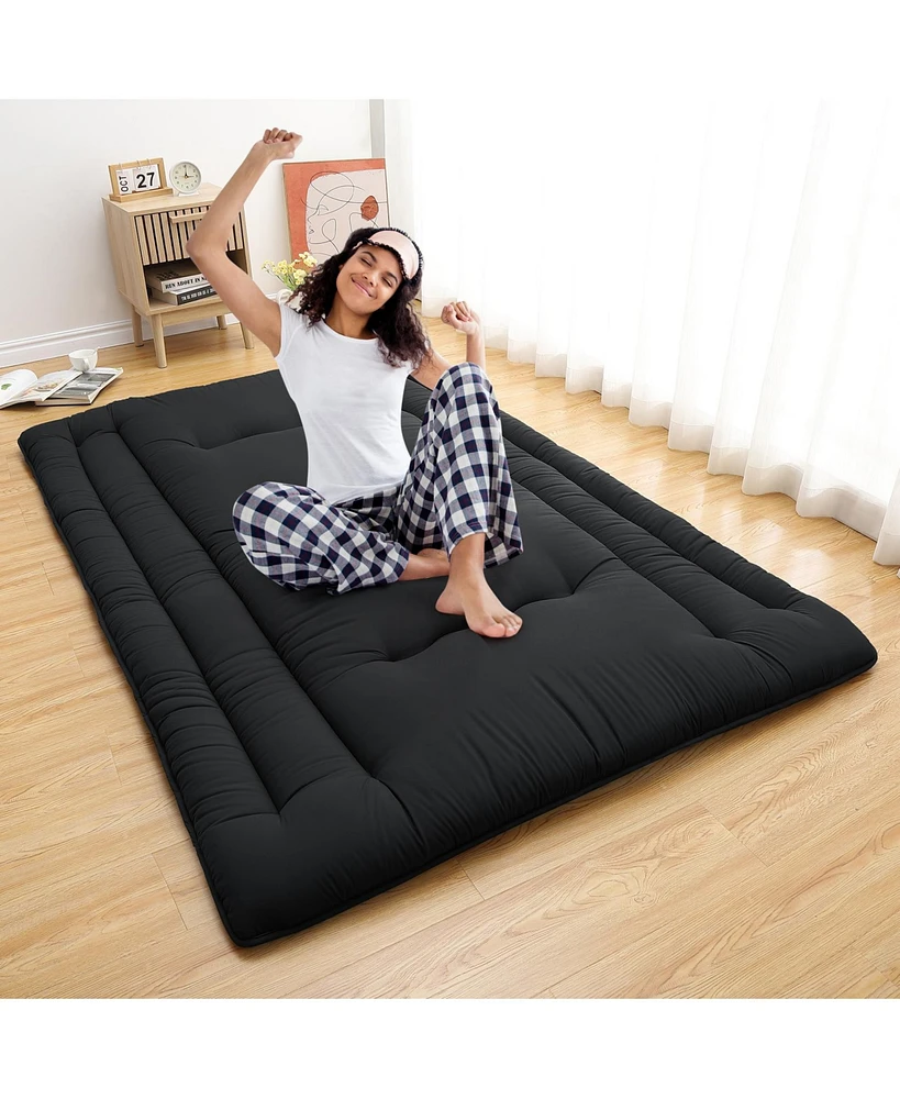 gaomon Japanese Floor Mattress Full, Foldable Futon, Thick Sleeping Pad & Portable Camping Mattress, for Living Room Guest