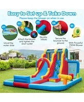 Gouun Inflatable Water Slide Water Park with Long Slide and Splash Pools and Ball Pit with 735W Blower