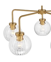 Possini Euro Design Mandy 30" Modern Pendant Chandelier Ceiling Light Fixture Dining Room Over Table Kitchen Island Foyer Hanging 5-Light Clear Plated