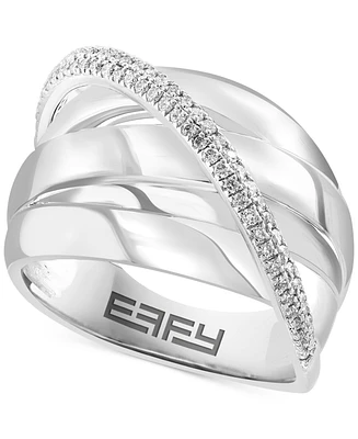 Effy Diamond Crossover Multirow Ring (1/4 ct. t.w.) in Sterling Silver