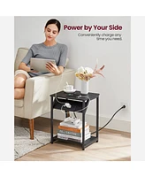 Slickblue Side Table with Charging Station – End Table with Usb Ports & Outlets, Modern Nightstand for Living Room & Bedroom