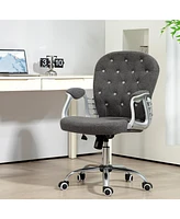 Homcom Vanity Office Chair Tufted Backrest Swivel Rolling Height Adjustable