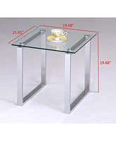 Kings Brand Furniture Bevan Chrome With Glass Top End Table