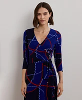 Lauren Ralph Women's Rope-Print Surplice Stretch Jersey Dress