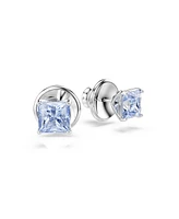 Swarovski Square Cut Rhodium Plated Matrix Stud Earrings