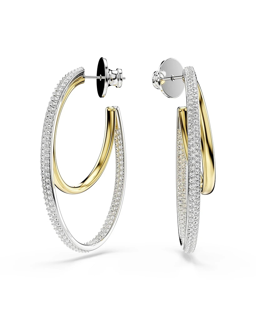 Swarovski Round Cut Mixed Metal Finish Hyperbola Hoop Earrings