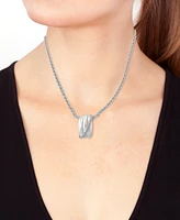 Effy Diamond Coil Crossover 18" Pendant Necklace (1/4 ct. t.w.) in Sterling Silver